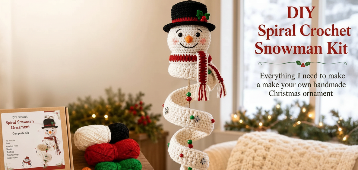DIY Spiral Crochet Snowman Kit Banner
