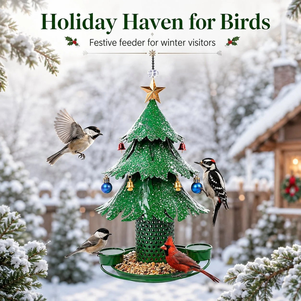 ✨🎄 Christmas Tree Bird Feeder Festive Backyard Holiday Decor