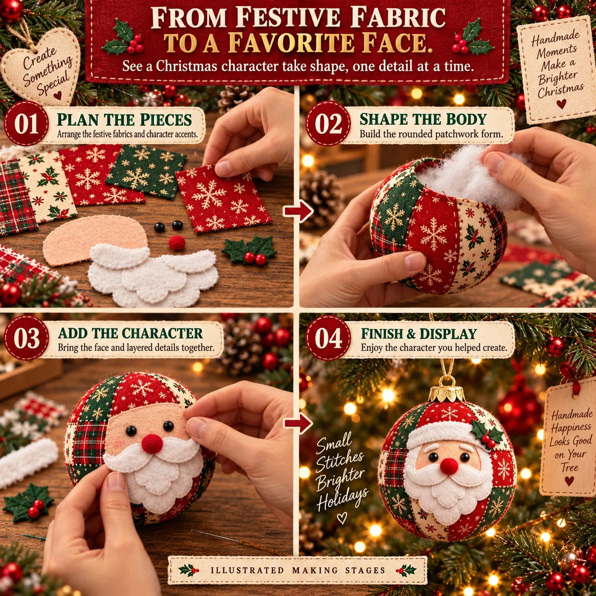 🎄✨Cozy Patchwork Christmas Ornament Collection-DIY Christmas Artwork