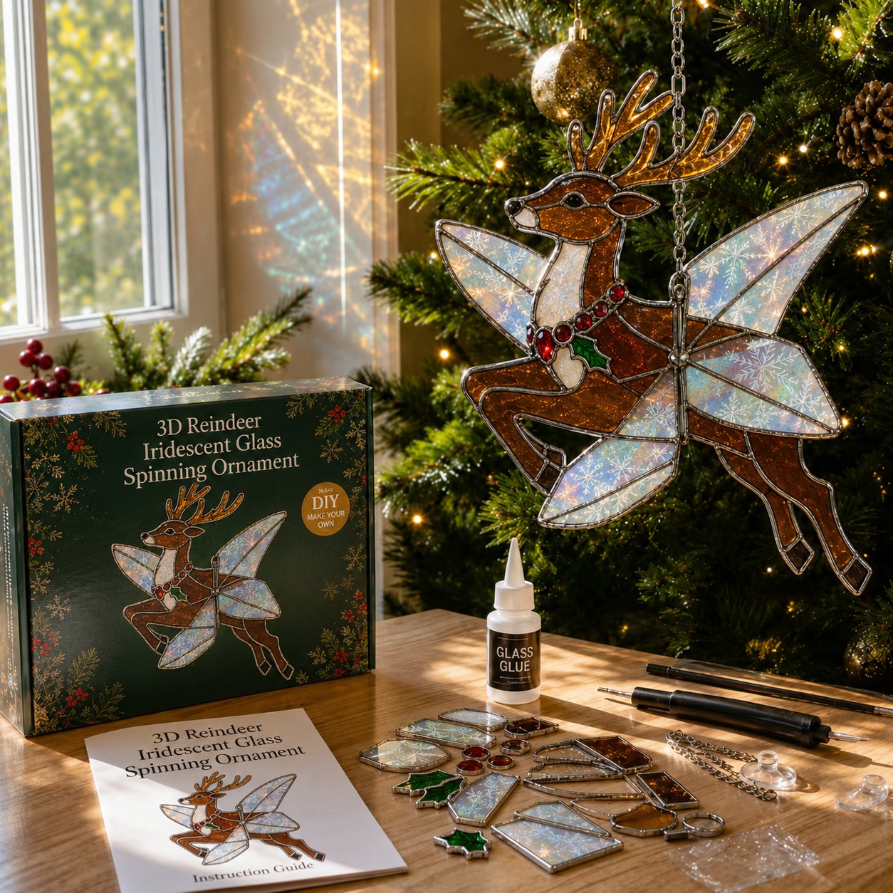 🎄Beginner-Friendly 3D Christmas Iridescent Suncatcher DIY Kit 💕