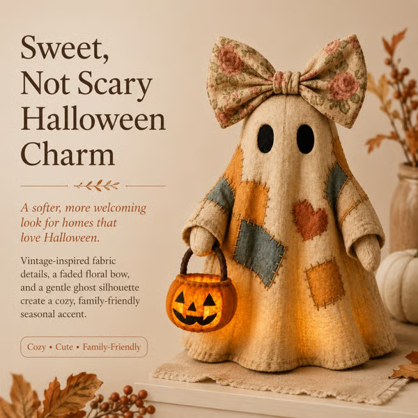 🍂👻 Lighted Vintage Patchwork Ghost🎃
