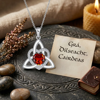 Birthstone Celtic Trinity Knot Heart Necklace✨ Heart Shape Celtic Trinity Knot Birthstone Pendant