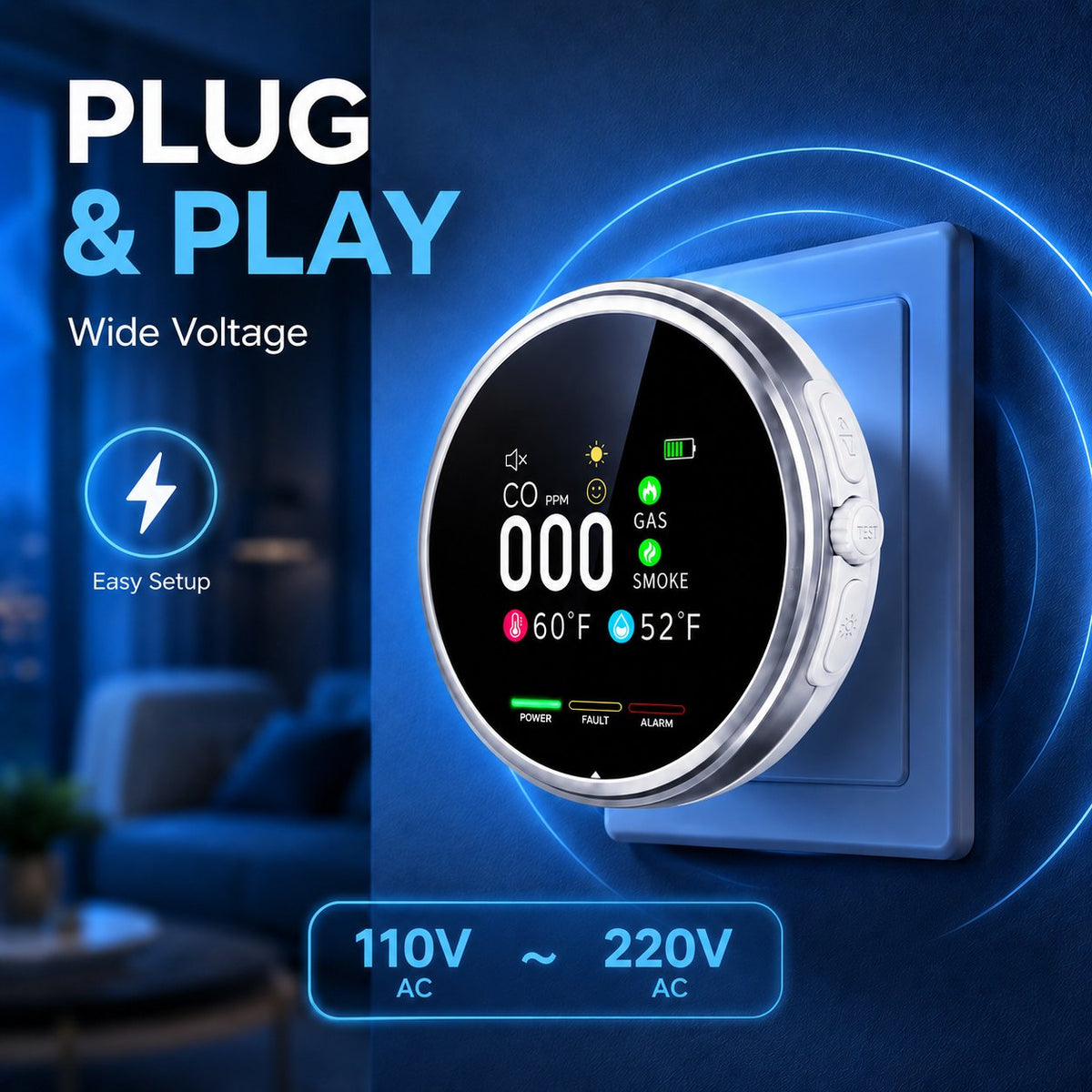 🚨 6-in-1 Plug-In Air Quality Detector | Fast Refresh Home Safety Monitor