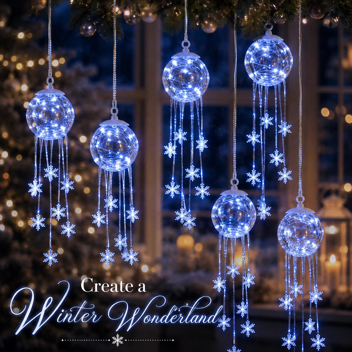 Winter Magic Snowflake CascadeTM – LED Hanging Christmas Ornament❄️