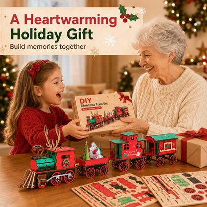 🎄LAST DAY 50% OFF – 🎅🎁DIY Christmas Wooden Train Set 3D Assembly Puzzle Kit