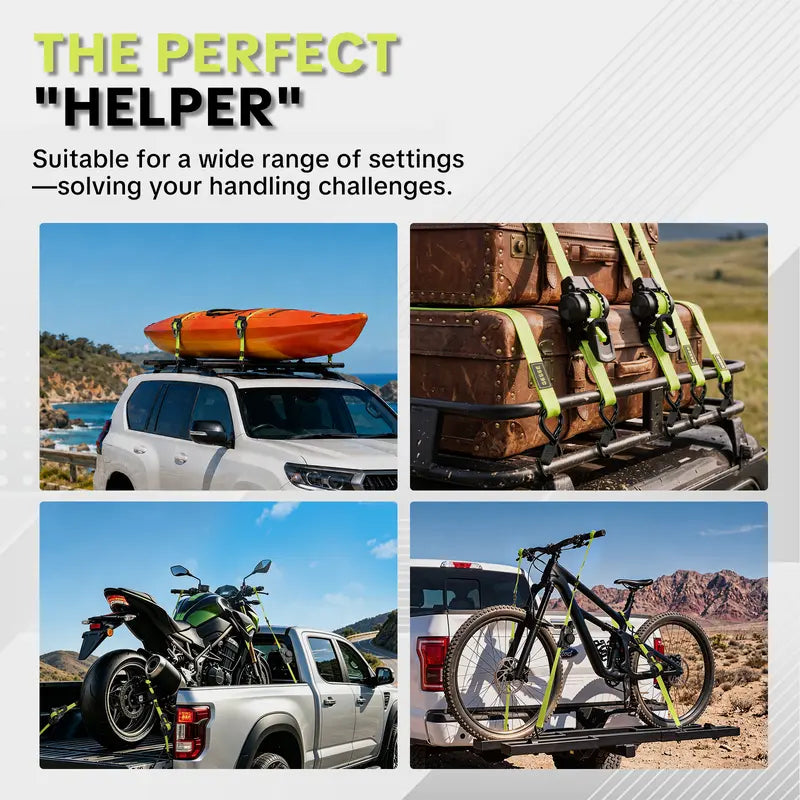 ⚙️Sturdy Retractable Ratchet Straps