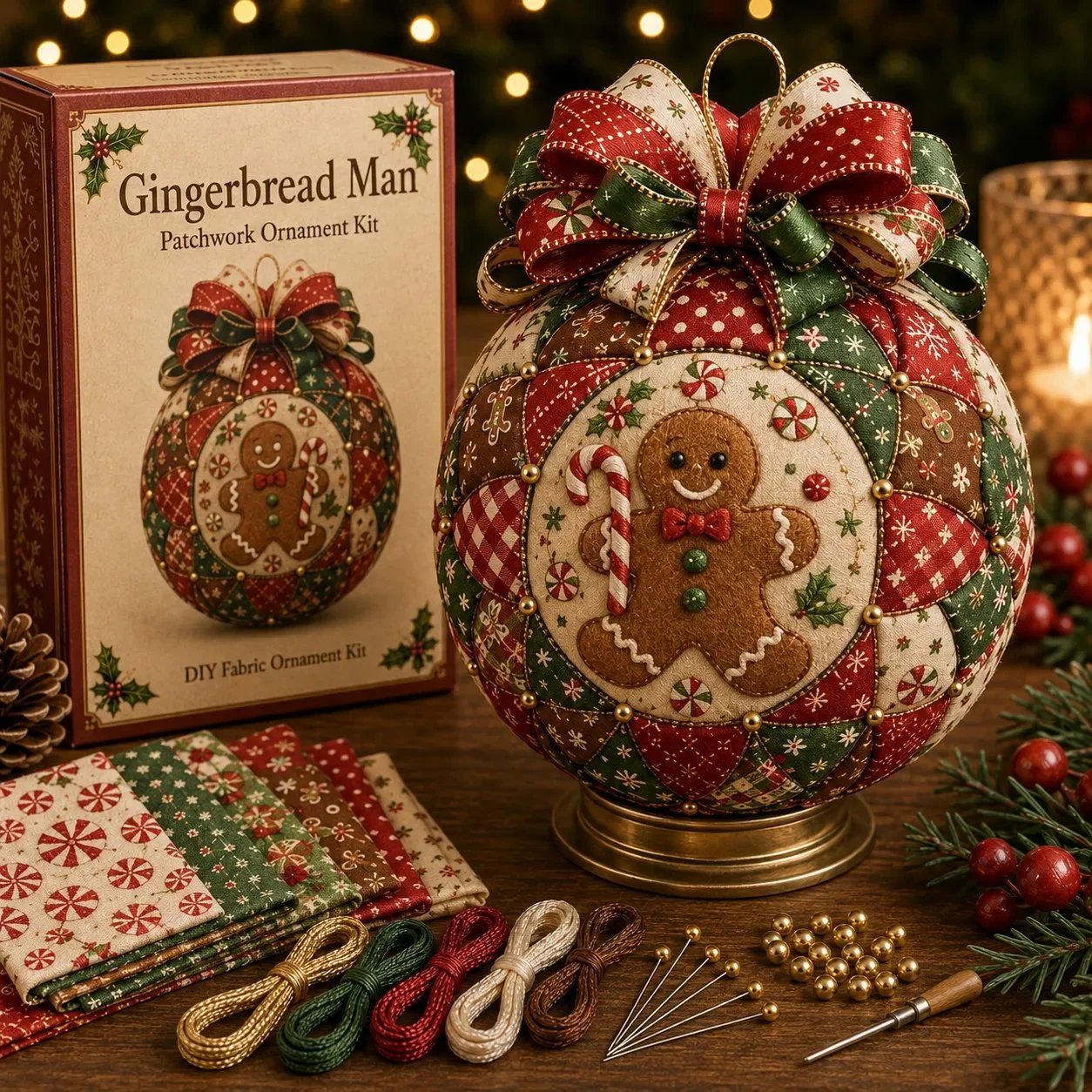 🎁LAST DAY 49% OFF-🎄 Christmas Classics Patchwork Ornament DIY Kit (Beginner-Friendly)