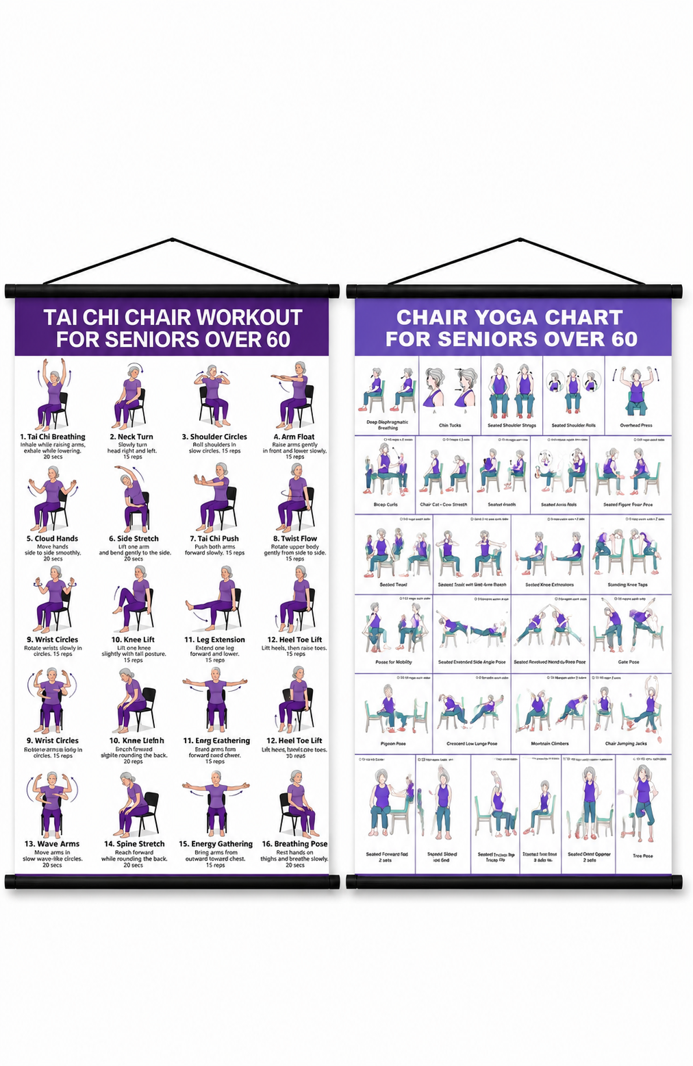 🔥Last Day 49% OFF-🧘‍♀️Senior Wellness Exercise Poster 16-Step Chair Tai Chi
