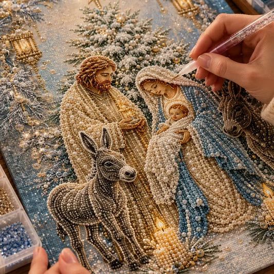 🎄 Premium 3D Diamond Jesus Birth Nativity Scene Painting Art Kit | DIY Christmas Faith Decor 🌟✝️💎