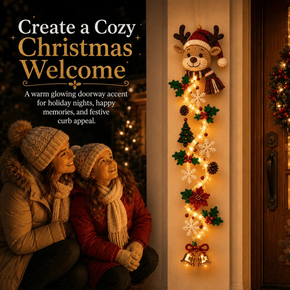 ⏳ Last Day 49% OFF – 🎄MerryCascade™ Glowing Christmas Door Hanger✨