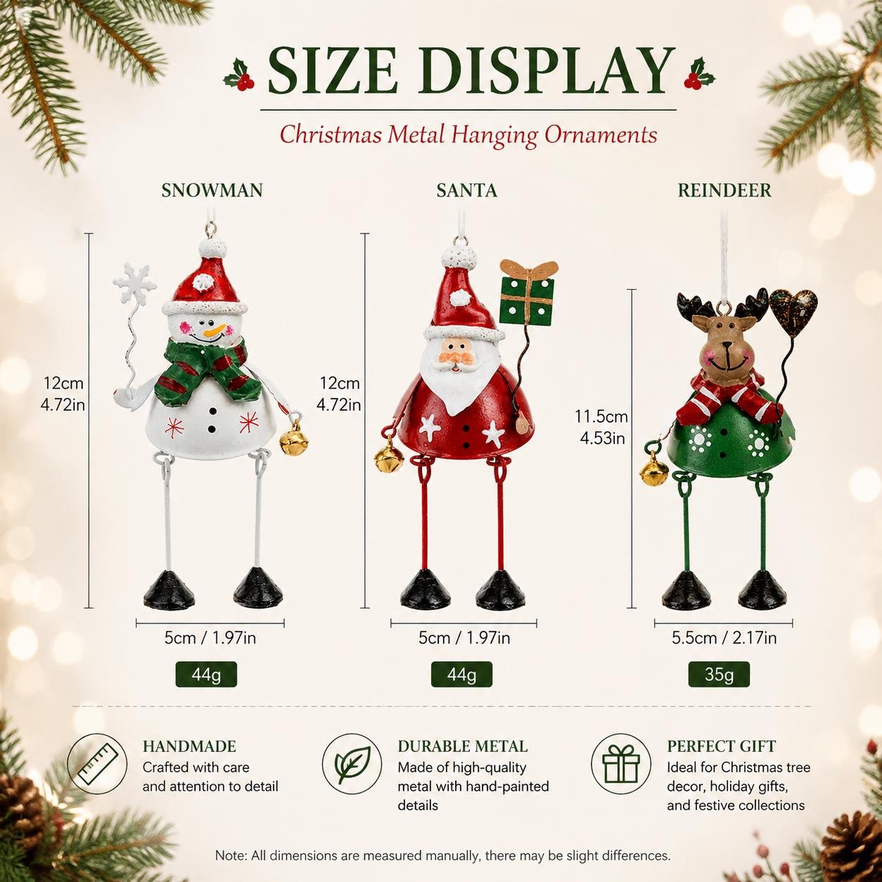 ✨ Hand-Painted Metal Dangling Leg Christmas Ornaments