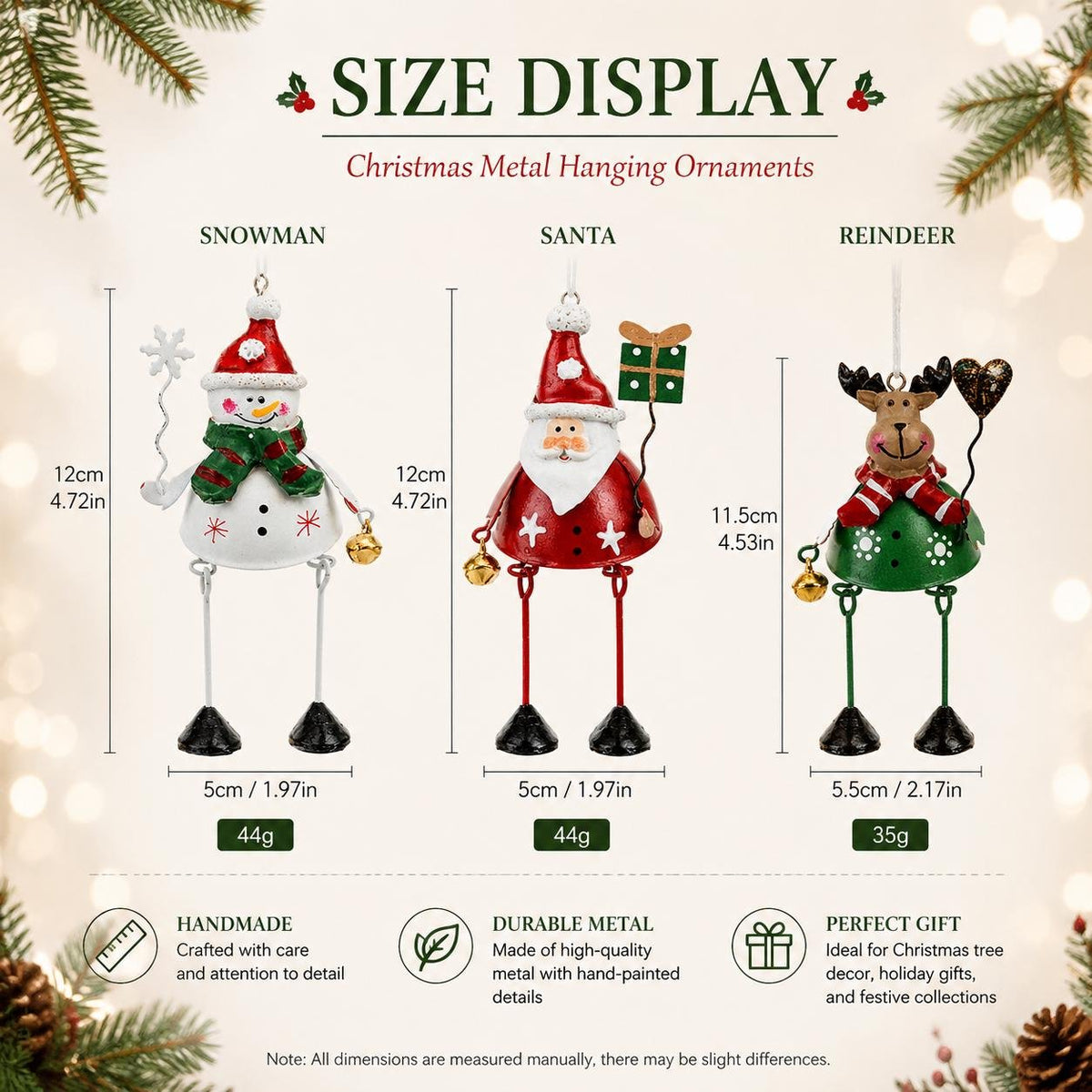 ✨ Hand-Painted Metal Dangling Leg Christmas Ornaments