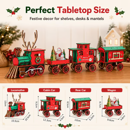 🎄LAST DAY 50% OFF – 🎅🎁DIY Christmas Wooden Train Set 3D Assembly Puzzle Kit