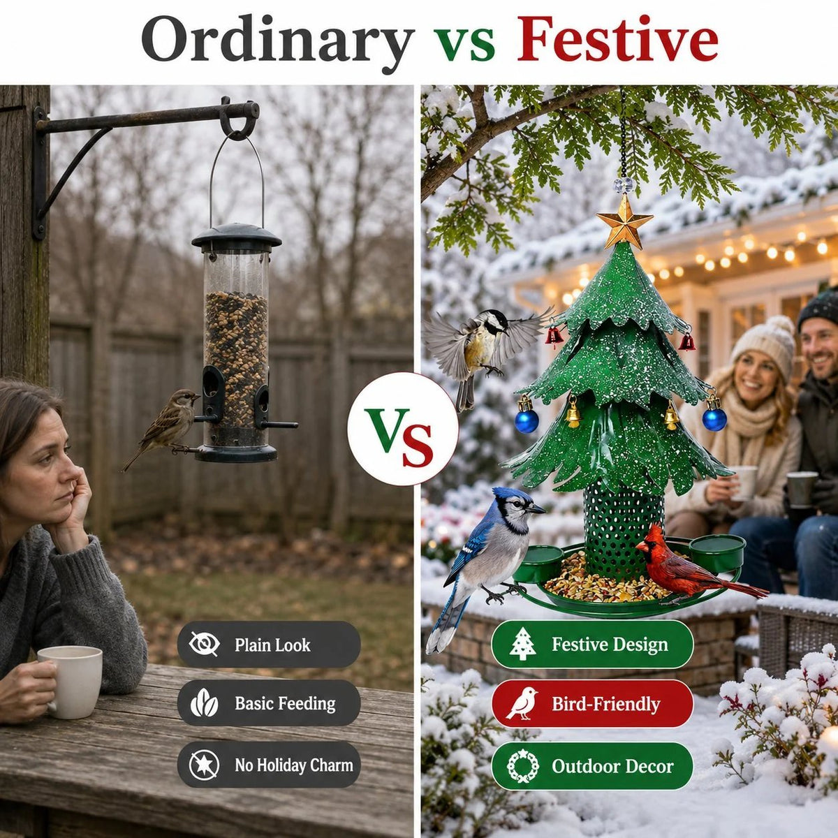 ✨🎄 Christmas Tree Bird Feeder Festive Backyard Holiday Decor