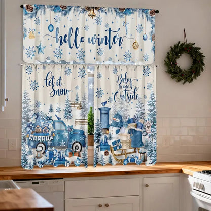 🎄Festive Christmas Kitchen Curtain Set – 3-Piece Holiday Window Decor🏡