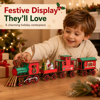 🎄LAST DAY 50% OFF – 🎅🎁DIY Christmas Wooden Train Set 3D Assembly Puzzle Kit