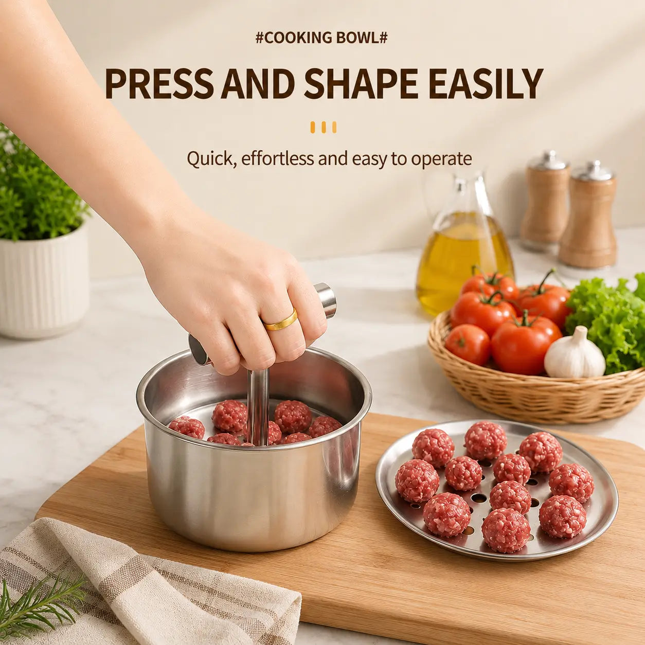 Stainless Steel Meatball Maker with 6 Holes for Quick DIY Meatballs🍲