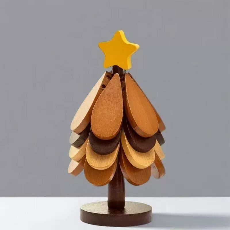 ✨Natural Tree Trivet Set - 4 Wooden Trivets & 1 Stand Like a Christmas Tree