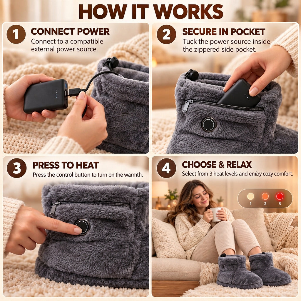 Heated Plush Slipper Boots