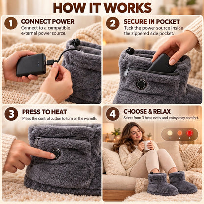 Heated Plush Slipper Boots