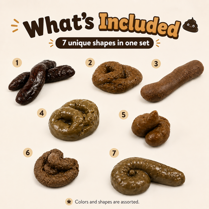 🔥7PCS Realistic Fake Poop Prank Set - Hilarious Gag Gift for Parties & Office