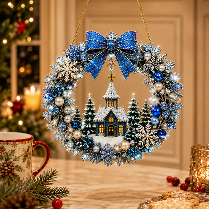 🎄✨DIY Christmas Pearl Art Diamond Painting Acrylic Wreath Pendant🎁