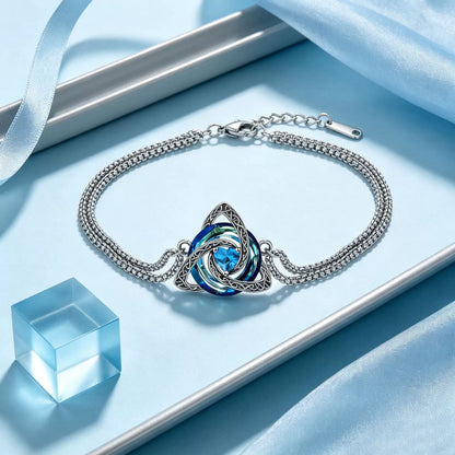 Celtic Knot Birthstone Bracelet for Women, Double Chain Trinity Knot Wrist Jewelry with 12 Birthstone Color Options