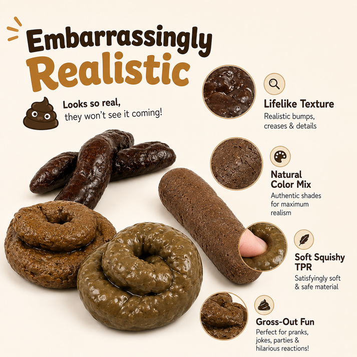 🔥7PCS Realistic Fake Poop Prank Set - Hilarious Gag Gift for Parties & Office
