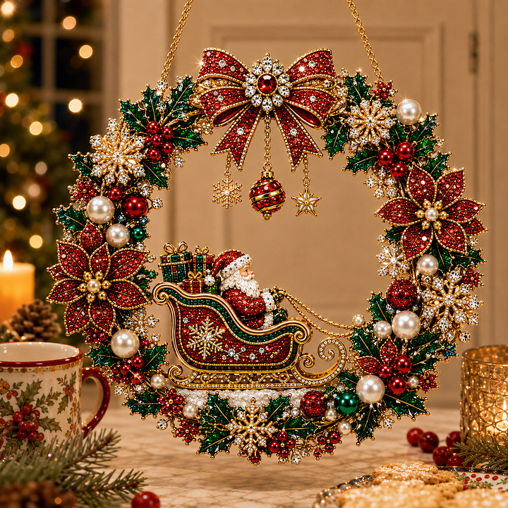 🎄✨DIY Christmas Pearl Art Diamond Painting Acrylic Wreath Pendant🎁