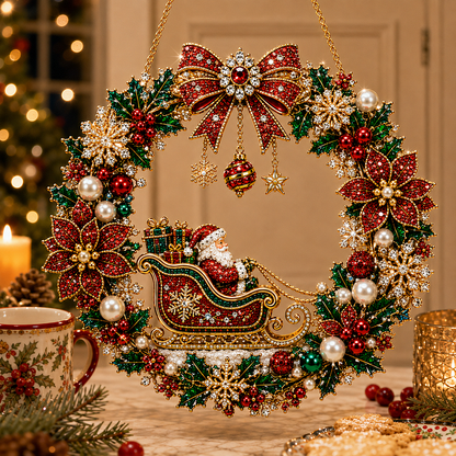 🎄✨DIY Christmas Pearl Art Diamond Painting Acrylic Wreath Pendant🎁
