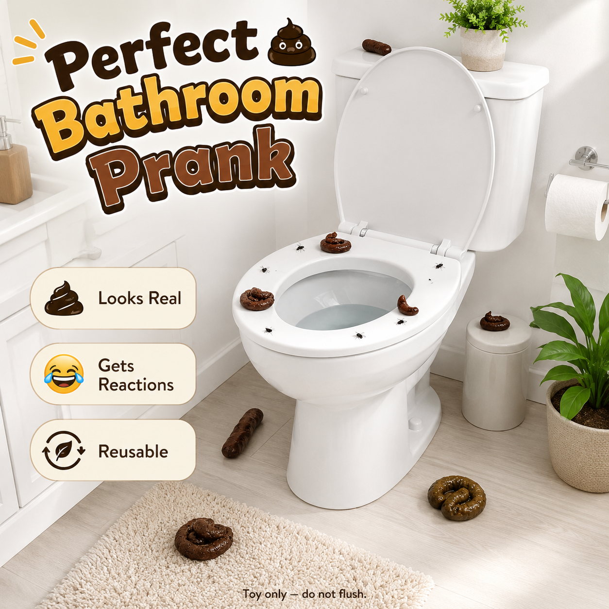 🔥7PCS Realistic Fake Poop Prank Set - Hilarious Gag Gift for Parties & Office