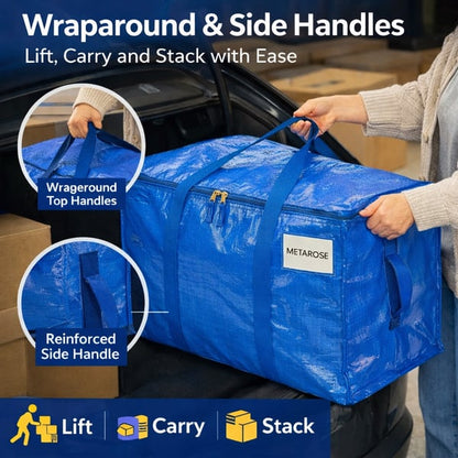 🔥 Black Friday Sale 📦 24 Gallon Extra Large Heavy Duty Foldable Moving Bags With Carrying Handles, Zippers and Tag Pocket, Outdoor Camping, water proof Organiser