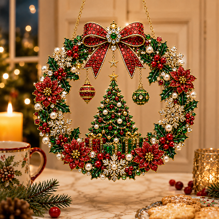 🎄✨DIY Christmas Pearl Art Diamond Painting Acrylic Wreath Pendant🎁