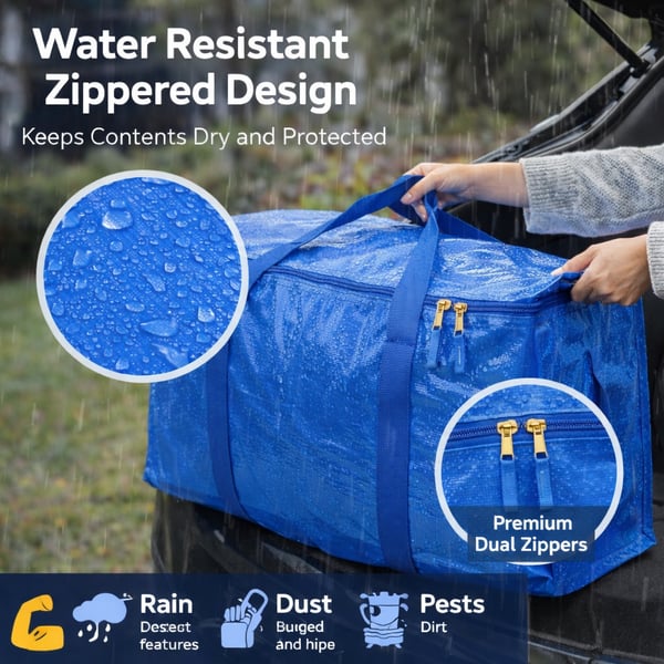 🔥 Black Friday Sale 📦 24 Gallon Extra Large Heavy Duty Foldable Moving Bags With Carrying Handles, Zippers and Tag Pocket, Outdoor Camping, water proof Organiser