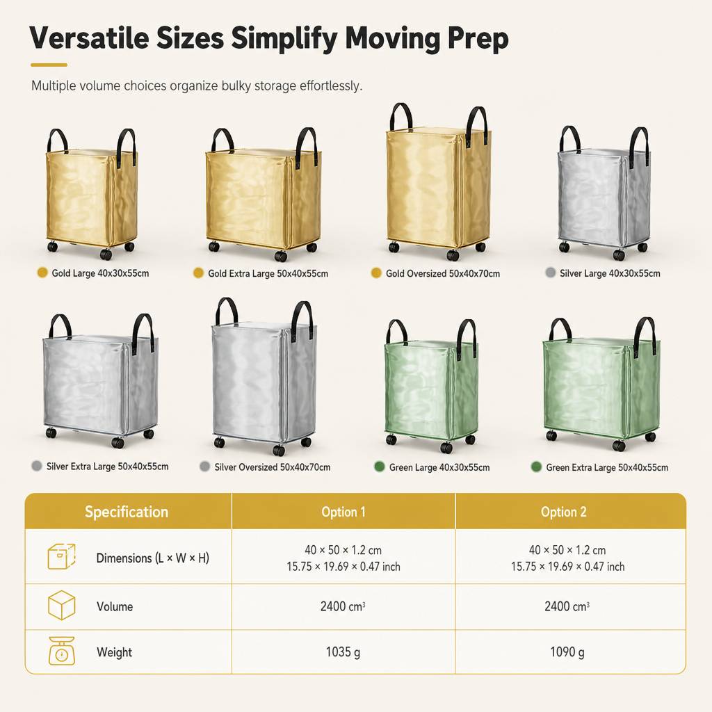 Large foldable moving bag available in multiple sizes and colors