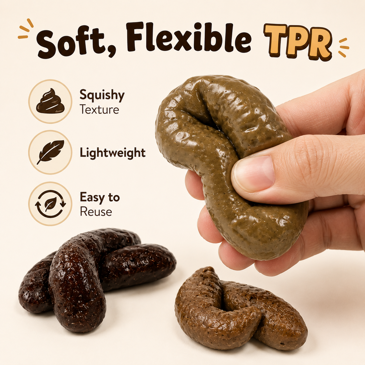 🔥7PCS Realistic Fake Poop Prank Set - Hilarious Gag Gift for Parties & Office