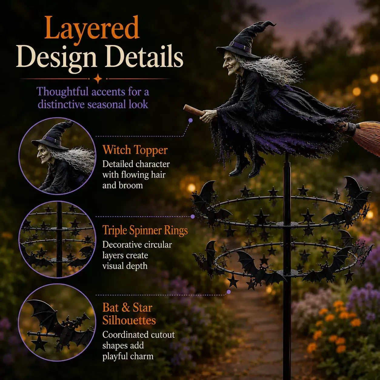 🔥Halloween Early Bird Special - 🧙49% Off The Enchanted Witch Garden Wind Spinner