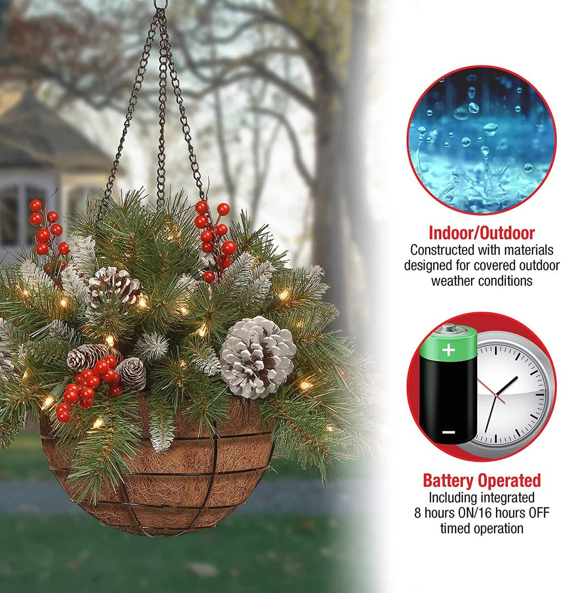 🎄Christmas Promotion 49% OFF🔥Pre-Lit Artificial Christmas Hanging Basket