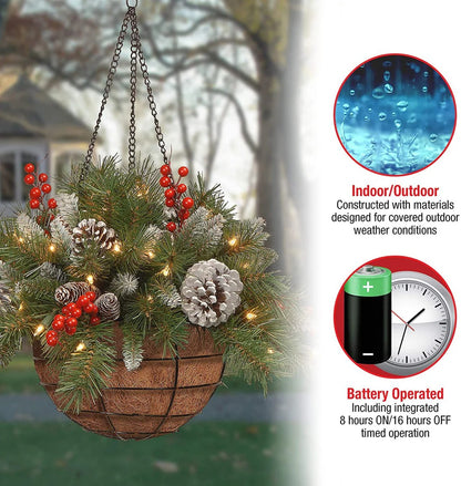 🎄Christmas Promotion 49% OFF🔥Pre-Lit Artificial Christmas Hanging Basket