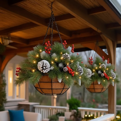 🎄Christmas Promotion 49% OFF🔥Pre-Lit Artificial Christmas Hanging Basket