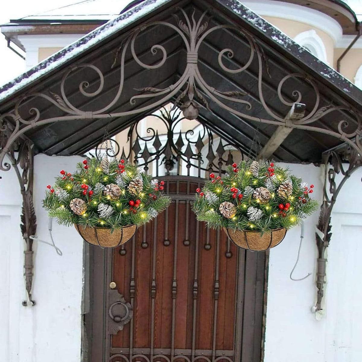 🎄Christmas Promotion 49% OFF🔥Pre-Lit Artificial Christmas Hanging Basket