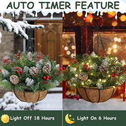 🎄Christmas Promotion 49% OFF🔥Pre-Lit Artificial Christmas Hanging Basket