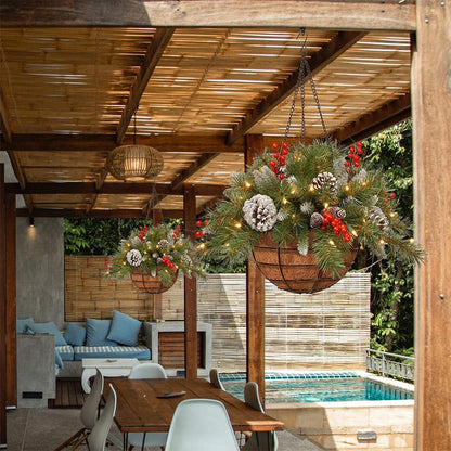 🎄Christmas Promotion 49% OFF🔥Pre-Lit Artificial Christmas Hanging Basket