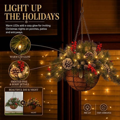 🎄Christmas Promotion 49% OFF🔥Pre-Lit Artificial Christmas Hanging Basket