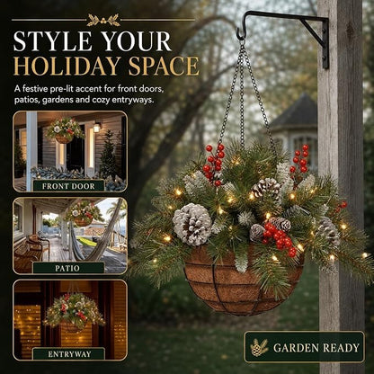 🎄Christmas Promotion 49% OFF🔥Pre-Lit Artificial Christmas Hanging Basket