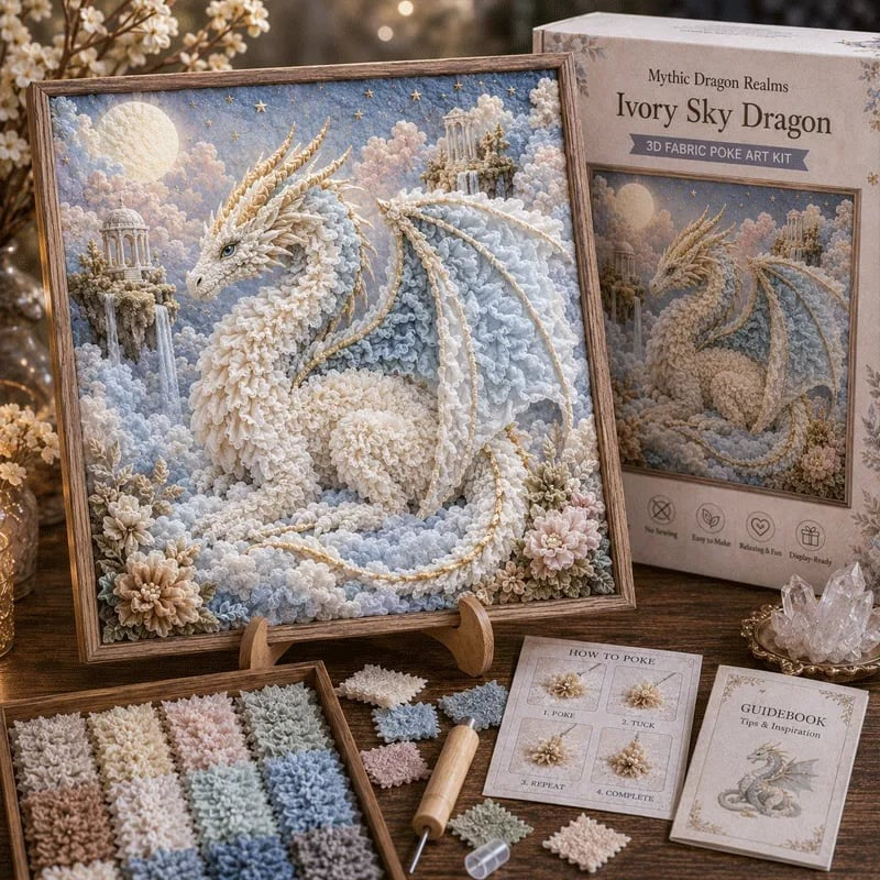 🎁Last Day 49% OFF🐉 Mythic Dragon Realms 3D Fabric Poke Art Kit