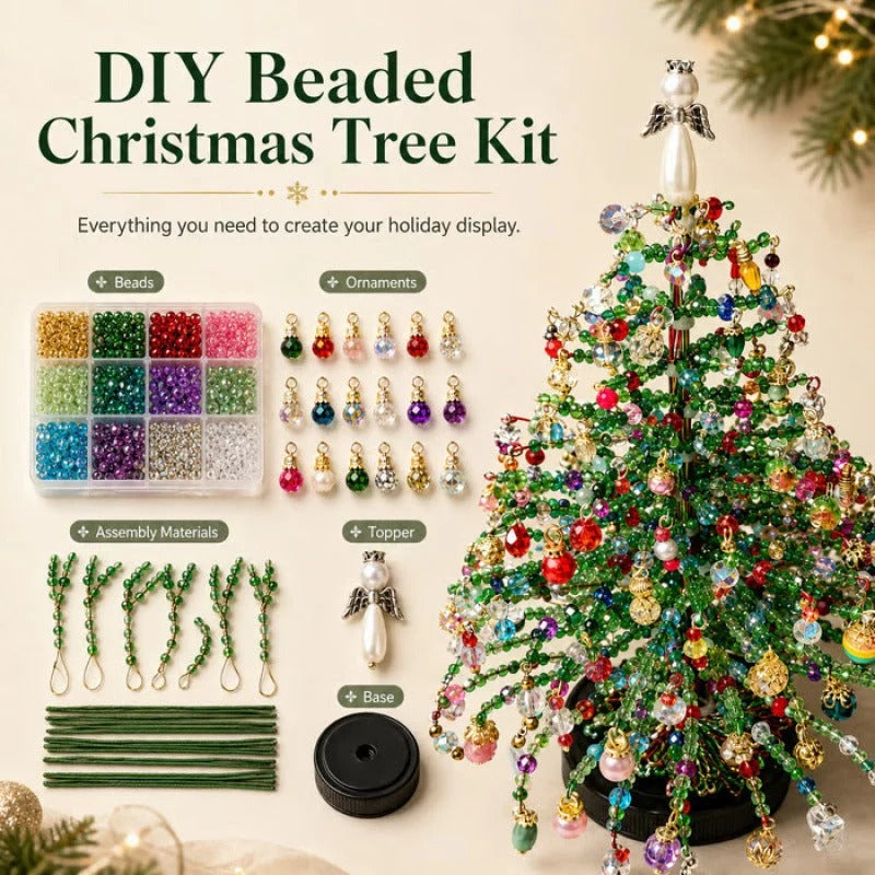 🎄✨Handmade Elegant Beaded Mini Christmas Tree | Collectible Premium Holiday Decor Kit