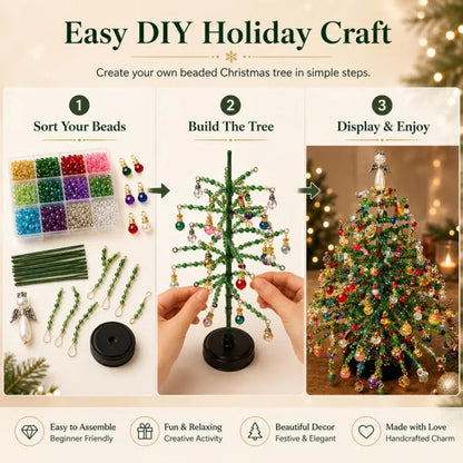 🎄✨Handmade Elegant Beaded Mini Christmas Tree | Collectible Premium Holiday Decor Kit