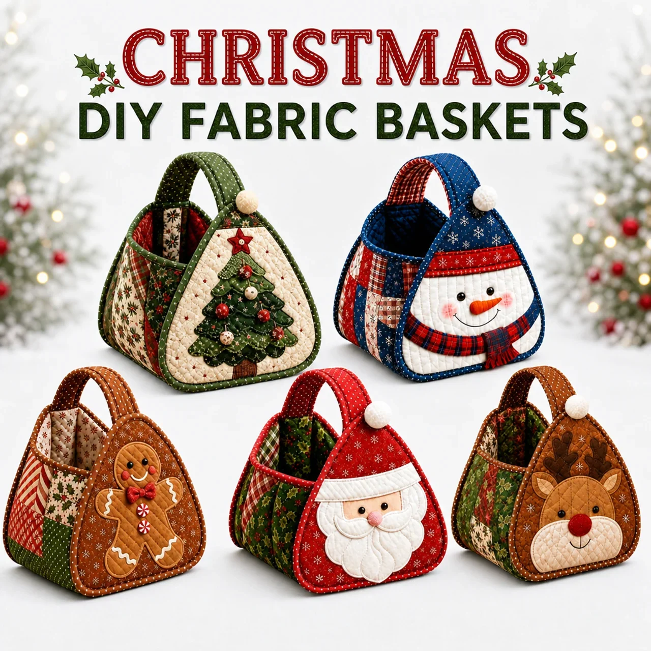 🎉🎄 Christmas Character Quilted DIY Carry Basket🎁
