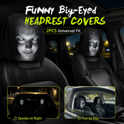 🔥HOT SALE 55% OFF😆 Funny Cartoon Car Headrest Covers – 2PCS Universal Fit 🚗
